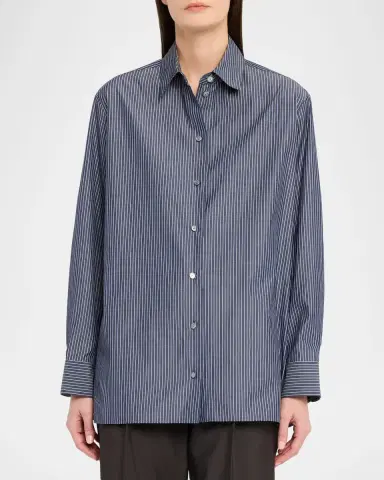 THE ROW Sisilia Striped Cotton Button-Down Shirt | Thumbnail 3 THE ROW Sisilia Striped Cotton Button-Down Shirt | Thumbnail 3
