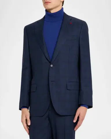Isaia Men's Wool Windowpane Plaid Two-Piece Suit | Thumbnail 3 Isaia Men's Wool Windowpane Plaid Two-Piece Suit | Thumbnail 3