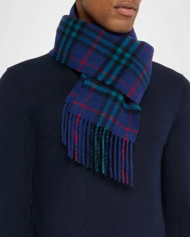 Burberry Men 's Cashmere Narrow Check Scarf | Thumbnail 3 Burberry Men 's Cashmere Narrow Check Scarf | Thumbnail 3