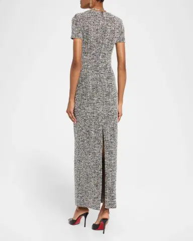 Oscar de la Renta Boucle Jersey Tweed Midi Day Dress | Thumbnail 2 Oscar de la Renta Boucle Jersey Tweed Midi Day Dress | Thumbnail 2