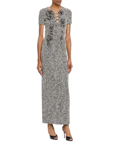 Oscar de la Renta Boucle Jersey Tweed Midi Day Dress | Thumbnail 1 Oscar de la Renta Boucle Jersey Tweed Midi Day Dress | Thumbnail 1