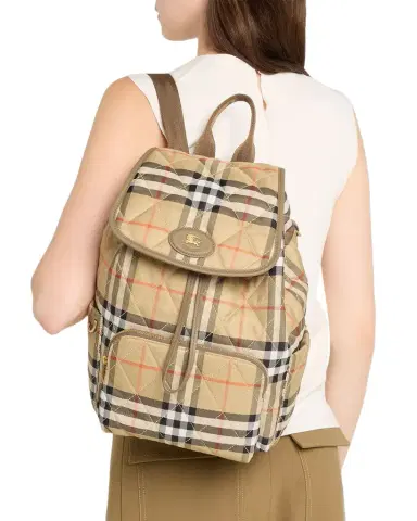 Burberry Horseshoe Quilted Check Nylon Backpack | Thumbnail 1 Burberry Horseshoe Quilted Check Nylon Backpack | Thumbnail 1