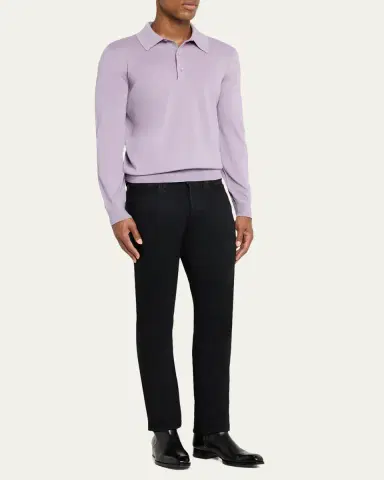 TOM FORD Men's Cashmere and Silk Long-Sleeve Polo Sweater | Thumbnail 2 TOM FORD Men's Cashmere and Silk Long-Sleeve Polo Sweater | Thumbnail 2