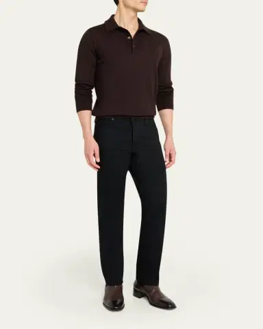 TOM FORD Men's Cashmere and Silk Long-Sleeve Polo Sweater | Thumbnail 6 TOM FORD Men's Cashmere and Silk Long-Sleeve Polo Sweater | Thumbnail 6