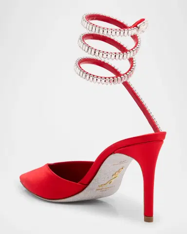 René Caovilla Snake Spiral-Wrap Strass Satin Pumps | Thumbnail 3 René Caovilla Snake Spiral-Wrap Strass Satin Pumps | Thumbnail 3