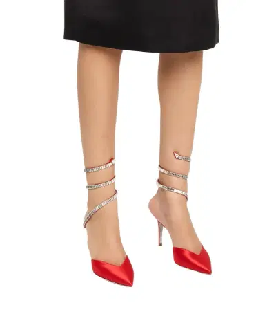 René Caovilla Snake Spiral-Wrap Strass Satin Pumps | Thumbnail 1 René Caovilla Snake Spiral-Wrap Strass Satin Pumps | Thumbnail 1
