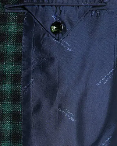 Kiton Men's Cashmere-Wool Green and Blue Check Sport Coat | Thumbnail 5 Kiton Men's Cashmere-Wool Green and Blue Check Sport Coat | Thumbnail 5