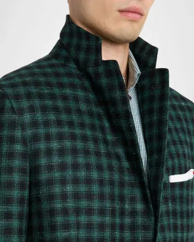 Kiton Men's Cashmere-Wool Green and Blue Check Sport Coat | Thumbnail 6 Kiton Men's Cashmere-Wool Green and Blue Check Sport Coat | Thumbnail 6