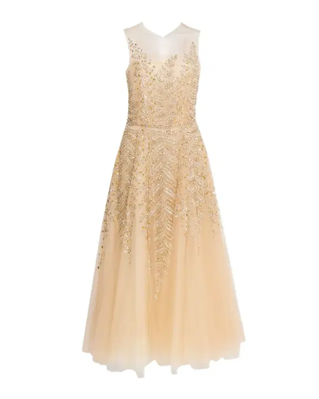 Fern Embroidered Sleeveless Midi Illusion Dress Fern Embroidered Sleeveless Midi Illusion Dress