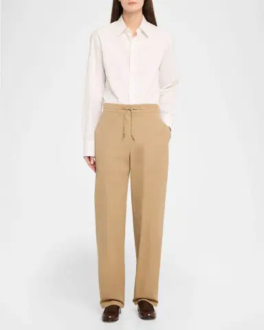 THE ROW Mende Cotton-Cashmere Straight-Leg Pull-On Pants | Thumbnail 2 THE ROW Mende Cotton-Cashmere Straight-Leg Pull-On Pants | Thumbnail 2