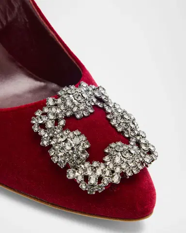 Manolo Blahnik Hangisi Velvet Pumps with Crystal Buckle | Thumbnail 4 Manolo Blahnik Hangisi Velvet Pumps with Crystal Buckle | Thumbnail 4