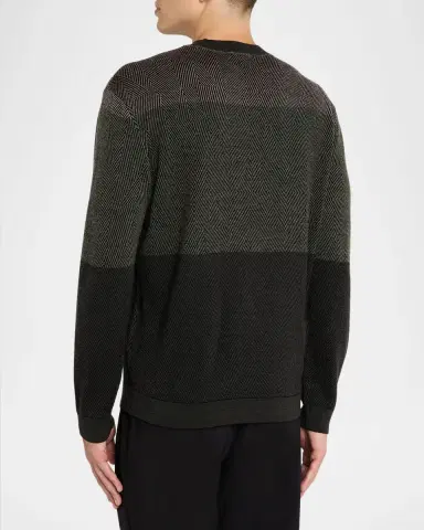 Emporio Armani Men's Colorblock Geo Knit Crewneck Sweater | Thumbnail 2 Emporio Armani Men's Colorblock Geo Knit Crewneck Sweater | Thumbnail 2