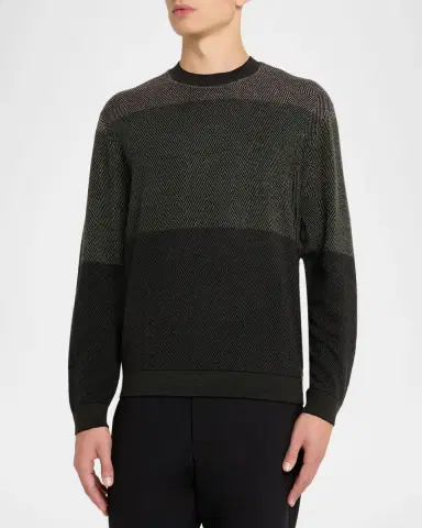 Emporio Armani Men's Colorblock Geo Knit Crewneck Sweater | Thumbnail 3 Emporio Armani Men's Colorblock Geo Knit Crewneck Sweater | Thumbnail 3
