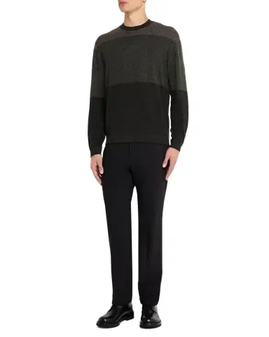 Emporio Armani Men's Colorblock Geo Knit Crewneck Sweater | Thumbnail 1 Emporio Armani Men's Colorblock Geo Knit Crewneck Sweater | Thumbnail 1