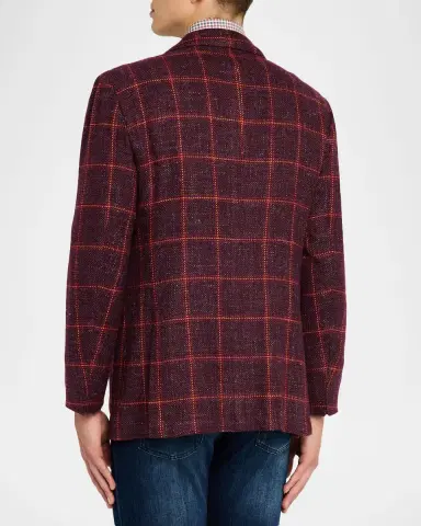 Kiton Men's Cashmere-Blend Bordeaux and Orange Sport Coat | Thumbnail 2 Kiton Men's Cashmere-Blend Bordeaux and Orange Sport Coat | Thumbnail 2