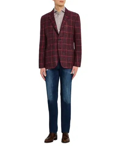Kiton Men's Cashmere-Blend Bordeaux and Orange Sport Coat | Thumbnail 1 Kiton Men's Cashmere-Blend Bordeaux and Orange Sport Coat | Thumbnail 1