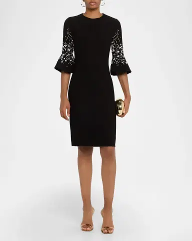 Rickie Freeman for Teri Jon Bead-Embroidered Crepe Dress | Thumbnail 4 Rickie Freeman for Teri Jon Bead-Embroidered Crepe Dress | Thumbnail 4