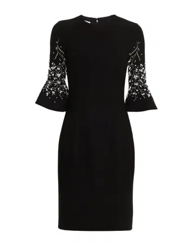 Rickie Freeman for Teri Jon Bead-Embroidered Crepe Dress | Thumbnail 1 Rickie Freeman for Teri Jon Bead-Embroidered Crepe Dress | Thumbnail 1