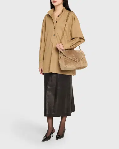 Saint Laurent Calypso Large YSL Chain Shoulder Bag in Suede | Thumbnail 13 Saint Laurent Calypso Large YSL Chain Shoulder Bag in Suede | Thumbnail 13
