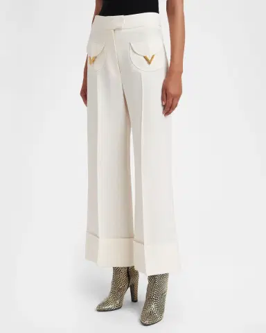 Valentino Garavani V-Logo Pocket Wide-Leg Crop Pants | Thumbnail 4 Valentino Garavani V-Logo Pocket Wide-Leg Crop Pants | Thumbnail 4