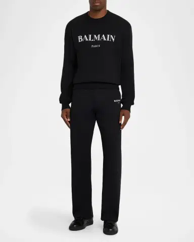 Balmain Men 's Cotton Vintage Logo Crewneck Sweater | Thumbnail 2 Balmain Men 's Cotton Vintage Logo Crewneck Sweater | Thumbnail 2