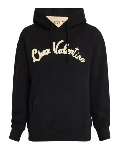 Valentino Garavani Men 's Jersey Sequin Logo Cotton Hoodie | Thumbnail 1 Valentino Garavani Men 's Jersey Sequin Logo Cotton Hoodie | Thumbnail 1