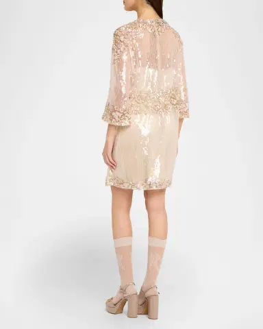 Valentino Garavani Bow-Front Long-Sleeve Sequined Tulle Mini Dress | Thumbnail 2 Valentino Garavani Bow-Front Long-Sleeve Sequined Tulle Mini Dress | Thumbnail 2