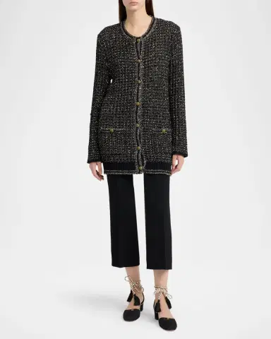 Valentino Garavani Paillette Knit Long Crewneck Cardigan | Thumbnail 2 Valentino Garavani Paillette Knit Long Crewneck Cardigan | Thumbnail 2