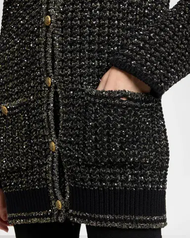Valentino Garavani Paillette Knit Long Crewneck Cardigan | Thumbnail 5 Valentino Garavani Paillette Knit Long Crewneck Cardigan | Thumbnail 5