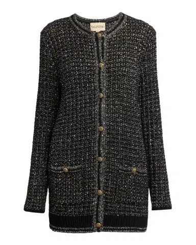 Valentino Garavani Paillette Knit Long Crewneck Cardigan | Thumbnail 1 Valentino Garavani Paillette Knit Long Crewneck Cardigan | Thumbnail 1