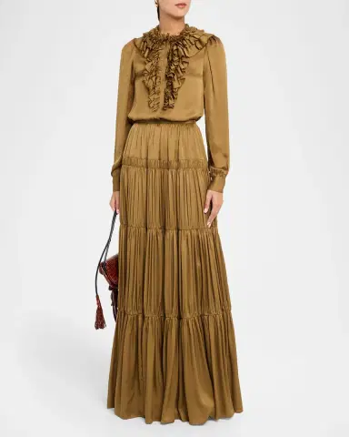 Ulla Johnson Gaelle Gathered Silk Maxi Skirt | Thumbnail 2 Ulla Johnson Gaelle Gathered Silk Maxi Skirt | Thumbnail 2