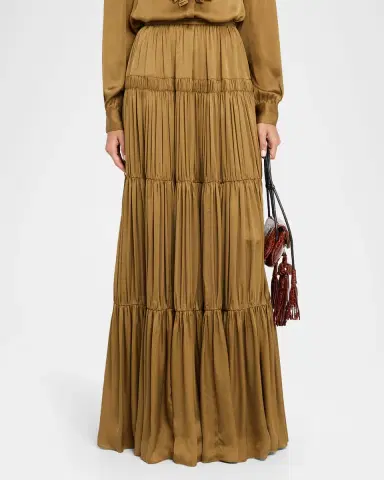 Ulla Johnson Gaelle Gathered Silk Maxi Skirt | Thumbnail 4 Ulla Johnson Gaelle Gathered Silk Maxi Skirt | Thumbnail 4