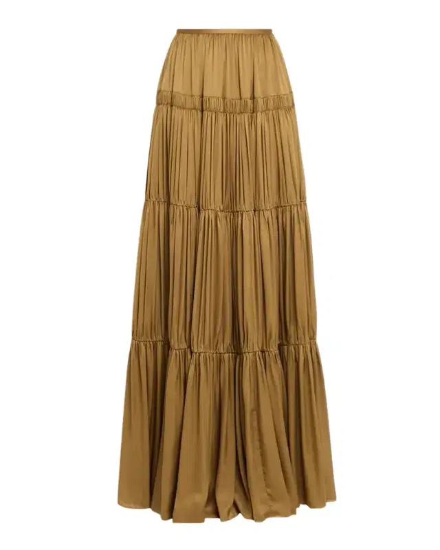 Gaelle Gathered Silk Maxi Skirt Gaelle Gathered Silk Maxi Skirt
