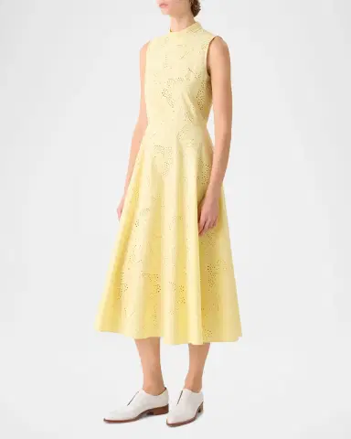 Akris Butterfly Broderie Anglaise Sleeveless Midi Dress | Thumbnail 3 Akris Butterfly Broderie Anglaise Sleeveless Midi Dress | Thumbnail 3