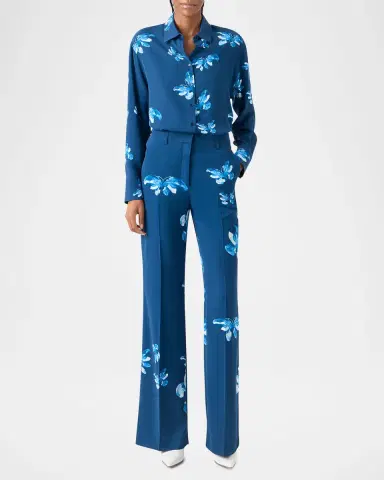 Akris Butterfly-Print Silk Button-Down Shirt | Thumbnail 2 Akris Butterfly-Print Silk Button-Down Shirt | Thumbnail 2