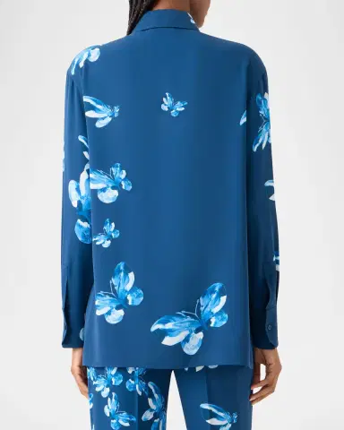 Akris Butterfly-Print Silk Button-Down Shirt | Thumbnail 3 Akris Butterfly-Print Silk Button-Down Shirt | Thumbnail 3