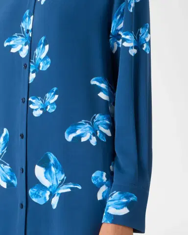 Akris Butterfly-Print Silk Button-Down Shirt | Thumbnail 5 Akris Butterfly-Print Silk Button-Down Shirt | Thumbnail 5