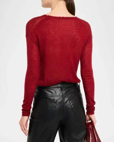 Autumn Cashmere Crewneck Distressed Sheer Cashmere Sweater | Thumbnail 2 Autumn Cashmere Crewneck Distressed Sheer Cashmere Sweater | Thumbnail 2