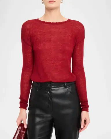 Autumn Cashmere Crewneck Distressed Sheer Cashmere Sweater | Thumbnail 3 Autumn Cashmere Crewneck Distressed Sheer Cashmere Sweater | Thumbnail 3