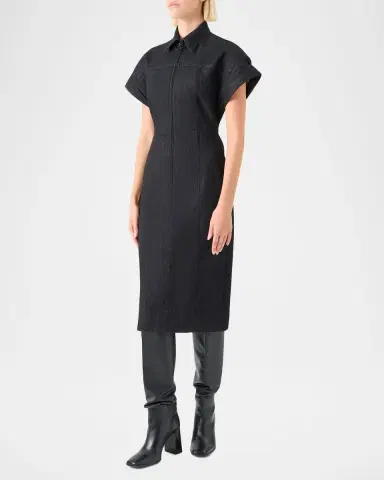 Akris punto Denim Midi Dress with Polo Collar | Thumbnail 3 Akris punto Denim Midi Dress with Polo Collar | Thumbnail 3