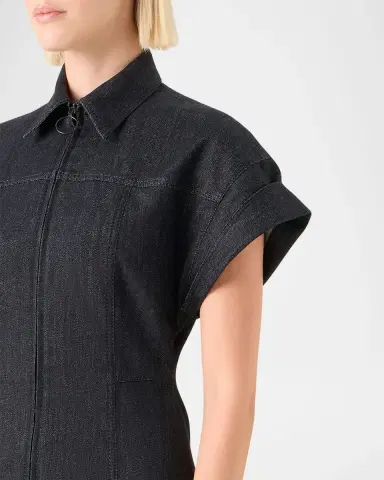 Akris punto Denim Midi Dress with Polo Collar | Thumbnail 4 Akris punto Denim Midi Dress with Polo Collar | Thumbnail 4