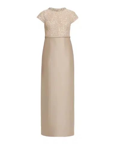 Sachin & Babi Isla Sequin Tweed & Mikado Column Gown | Thumbnail 1 Sachin & Babi Isla Sequin Tweed & Mikado Column Gown | Thumbnail 1