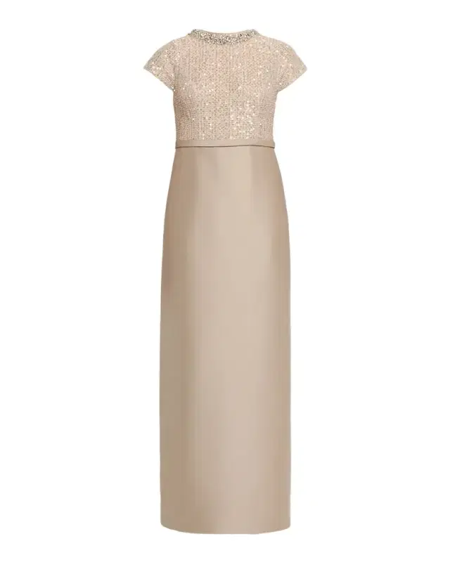 Isla Sequin Tweed & Mikado Column Gown Isla Sequin Tweed & Mikado Column Gown