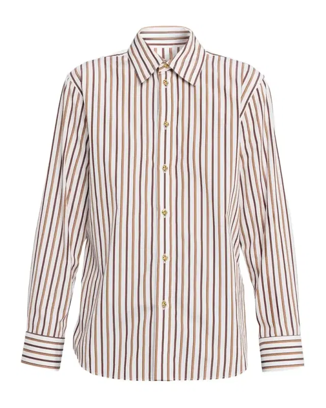 Knot-Button Striped Cotton Button-Down Shirt Knot-Button Striped Cotton Button-Down Shirt
