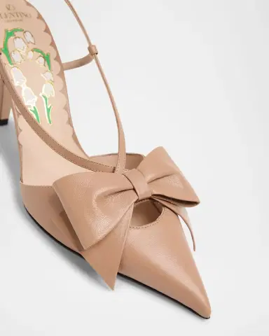 Valentino Garavani 85mm Bowow Slingback Leather Pumps | Thumbnail 2 Valentino Garavani 85mm Bowow Slingback Leather Pumps | Thumbnail 2