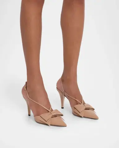 Valentino Garavani 85mm Bowow Slingback Leather Pumps | Thumbnail 4 Valentino Garavani 85mm Bowow Slingback Leather Pumps | Thumbnail 4