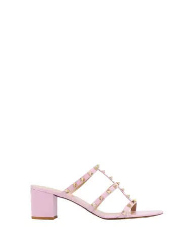 Valentino Garavani 60mm Rockstud Caged Block-Heel Slide Sandals | Thumbnail 1 Valentino Garavani 60mm Rockstud Caged Block-Heel Slide Sandals | Thumbnail 1
