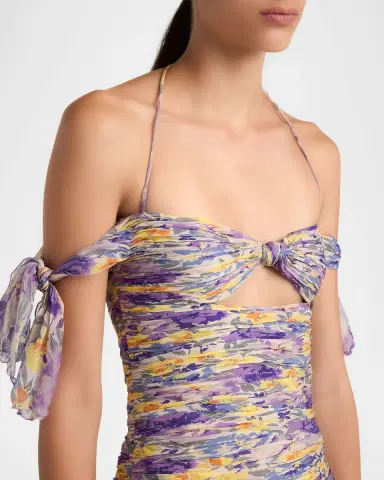 Valentino Garavani Off-The-Shoulder Ruched Floral Silk Cutout Top | Thumbnail 5 Valentino Garavani Off-The-Shoulder Ruched Floral Silk Cutout Top | Thumbnail 5