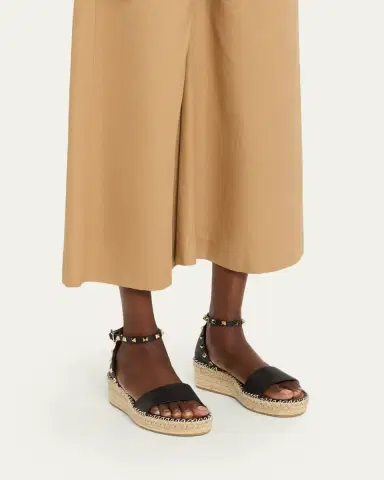 Valentino Garavani Rockstud Leather Flatform Espadrille Sandals | Thumbnail 2 Valentino Garavani Rockstud Leather Flatform Espadrille Sandals | Thumbnail 2