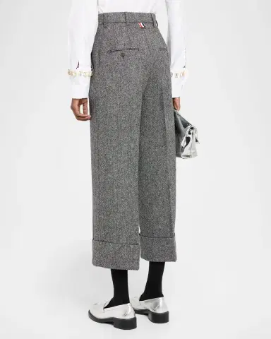 Thom Browne Wide-Leg Cuffed Crop Trousers | Thumbnail 2 Thom Browne Wide-Leg Cuffed Crop Trousers | Thumbnail 2